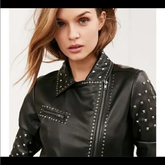 Silence + Noise Urban Outfitters Irina Studded Moto Embroidered Leather NEW - Picture 4 of 8